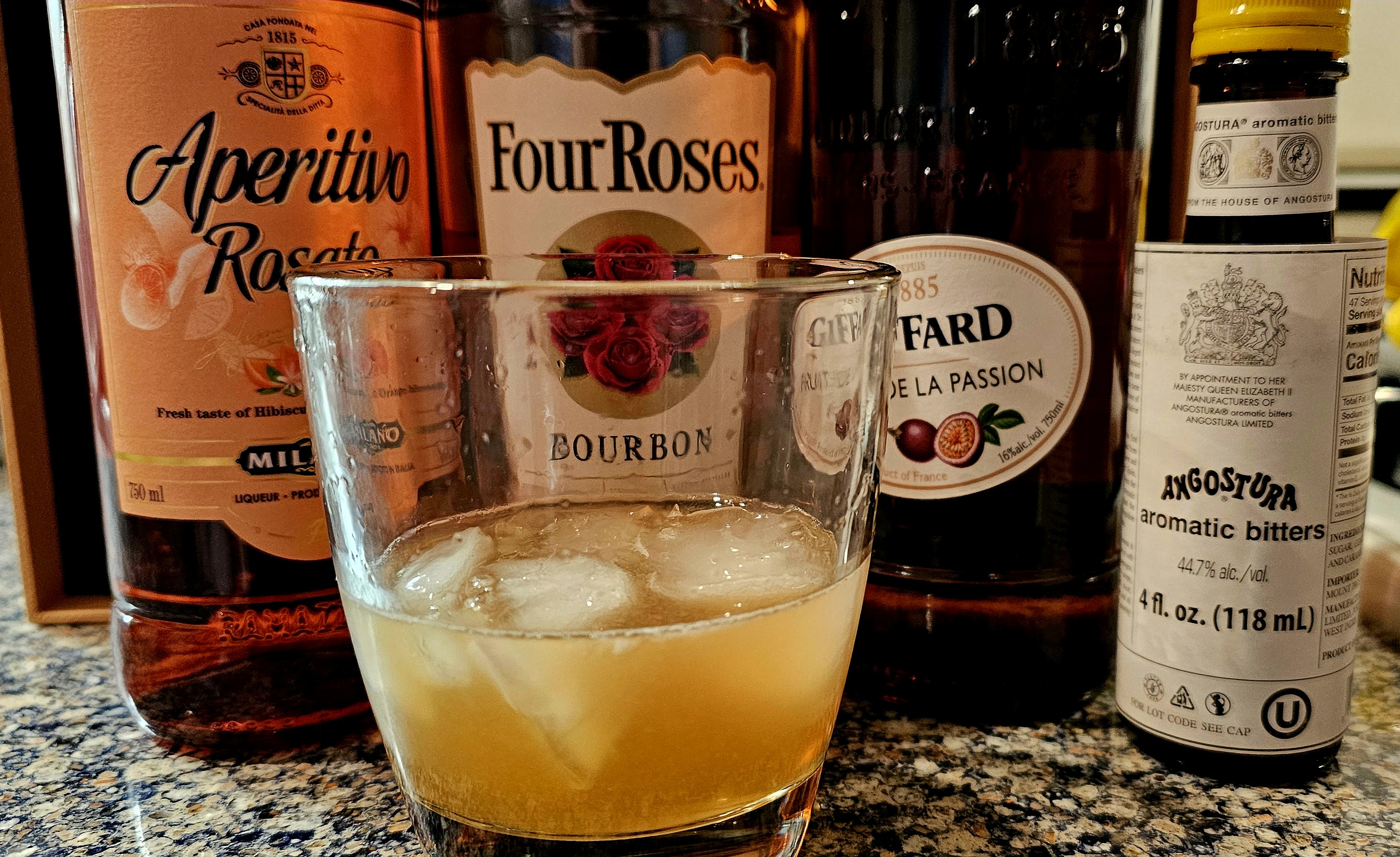 COCKTAIL SERIES: Bourbon, Passion Fruit Crème de Fruit, & Hibiscus/Orange Blossom Cocktail