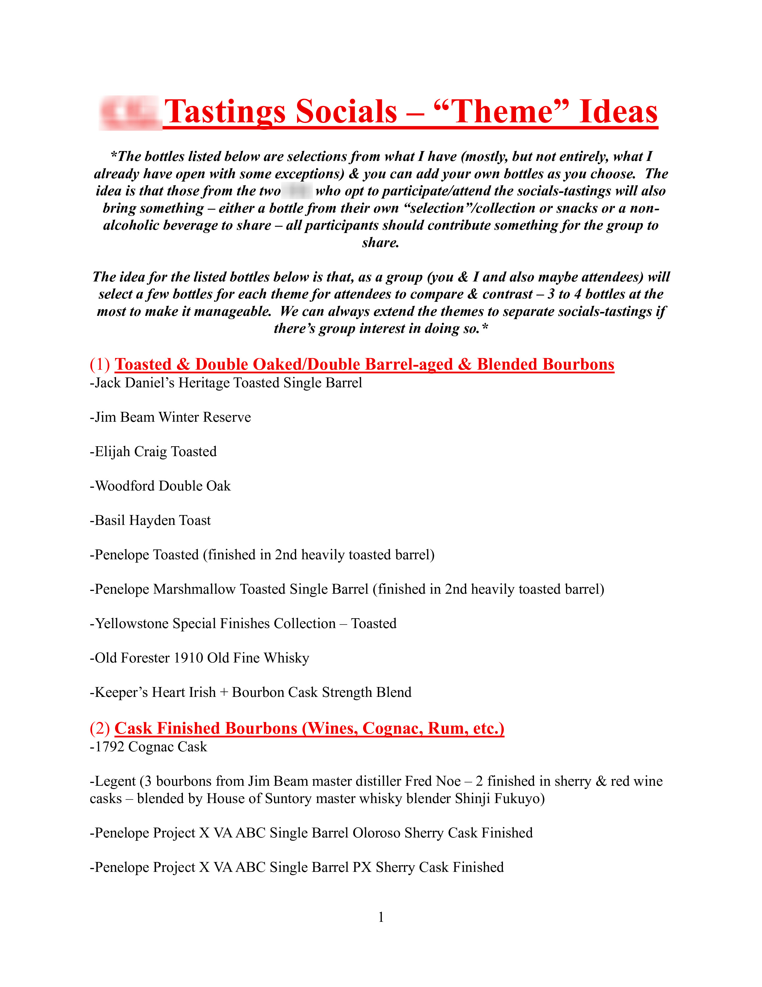 Comparative Tastings Socials: “Theme” Ideas – A Work in Progress